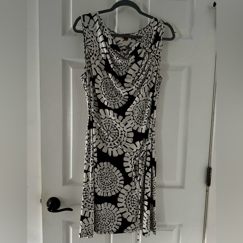 Merona Black and White Printed Sleeveless Midi Dress